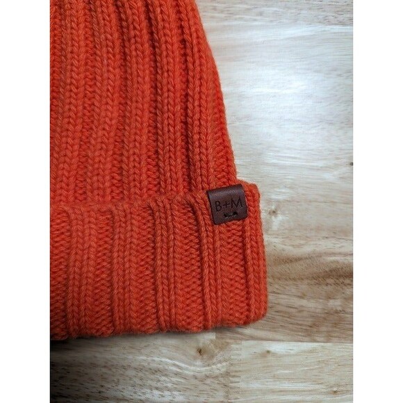 B+M by Bickley + Mitchell | Orange Ribbed Knit Beanie One Size - Picture 2 of 6